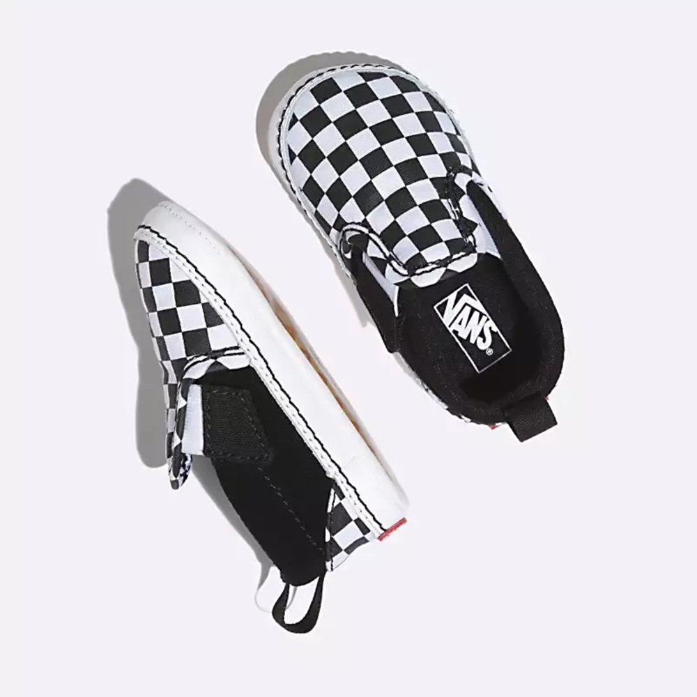 Vans Infant Checker Slip-On V Crib Shoe Black/ True White Sz. 3 (3-6 months)